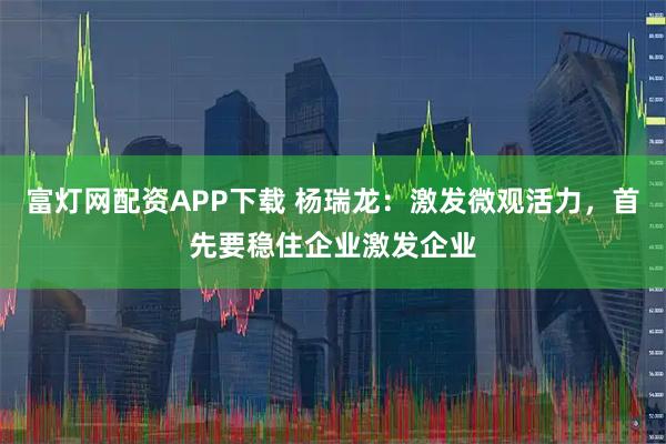 富灯网配资APP下载 杨瑞龙:激发微观活力,首先要稳住企业激发企业